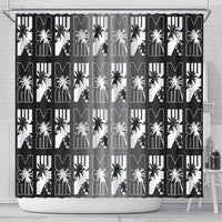 Bula Fiji Shower Curtain Black Makare Masi Tapa Pattern LT05 - Polynesian Pride