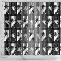 Bula Fiji Shower Curtain Black Makare Masi Tapa Pattern LT05 - Polynesian Pride