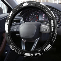 Bula Fiji Steering Wheel Cover Black Makare Masi Tapa Pattern LT05 - Polynesian Pride