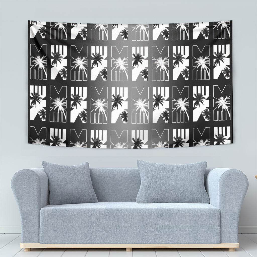 Bula Fiji Tapestry Black Makare Masi Tapa Pattern LT05 - Polynesian Pride