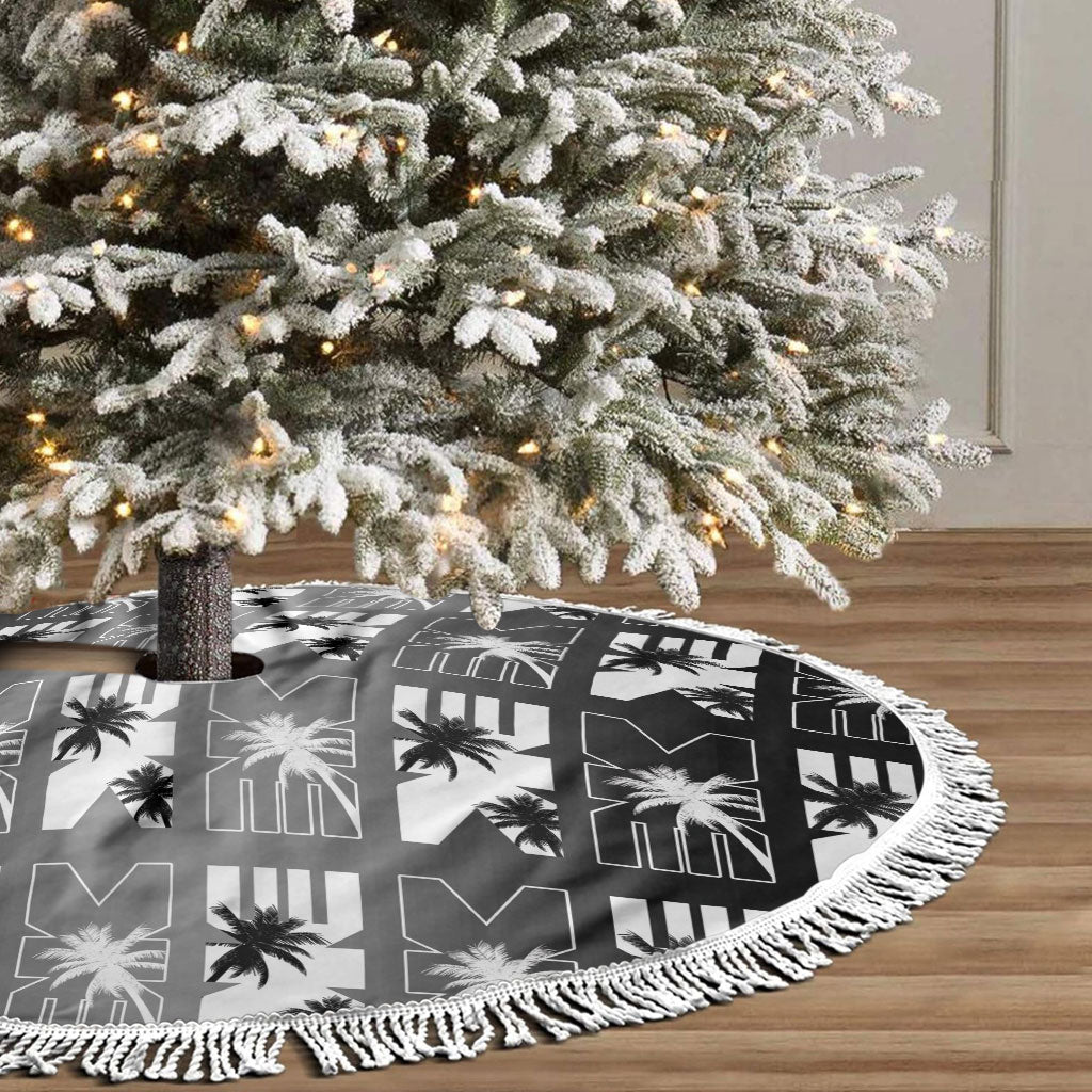 Bula Fiji Tree Skirt Black Makare Masi Tapa Pattern