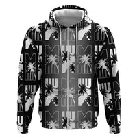 Bula Fiji Zip Hoodie Black Makare Masi Tapa Pattern LT05 Zip Hoodie Black - Polynesian Pride