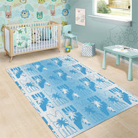 Bula Fiji Area Rug White Makare Masi Tapa Pattern LT05 - Polynesian Pride