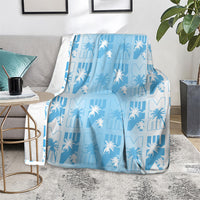 Bula Fiji Blanket White Makare Masi Tapa Pattern LT05 - Polynesian Pride