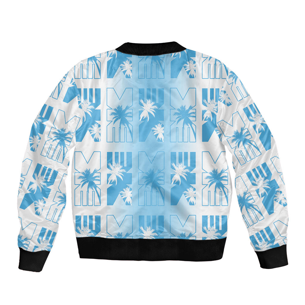 Bula Fiji Bomber Jacket White Makare Masi Tapa Pattern LT05 - Polynesian Pride