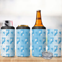 Bula Fiji 4 in 1 Can Cooler Tumbler White Makare Masi Tapa Pattern LT05 - Polynesian Pride