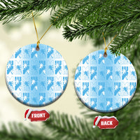 Bula Fiji Ceramic Ornament White Makare Masi Tapa Pattern