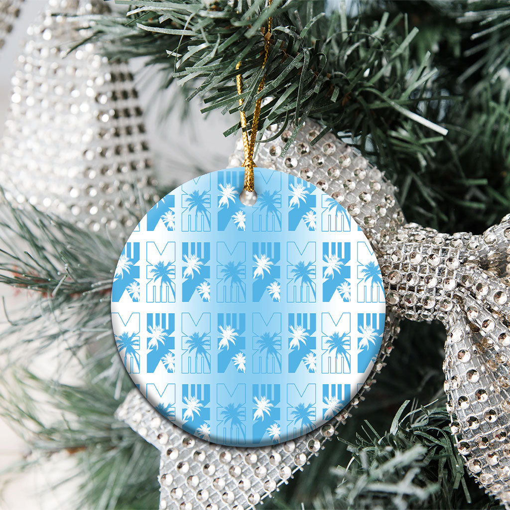 Bula Fiji Ceramic Ornament White Makare Masi Tapa Pattern