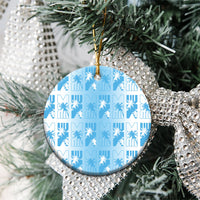 Bula Fiji Ceramic Ornament White Makare Masi Tapa Pattern