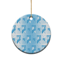 Bula Fiji Ceramic Ornament White Makare Masi Tapa Pattern