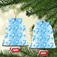 Bula Fiji Ceramic Ornament White Makare Masi Tapa Pattern