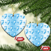 Bula Fiji Ceramic Ornament White Makare Masi Tapa Pattern