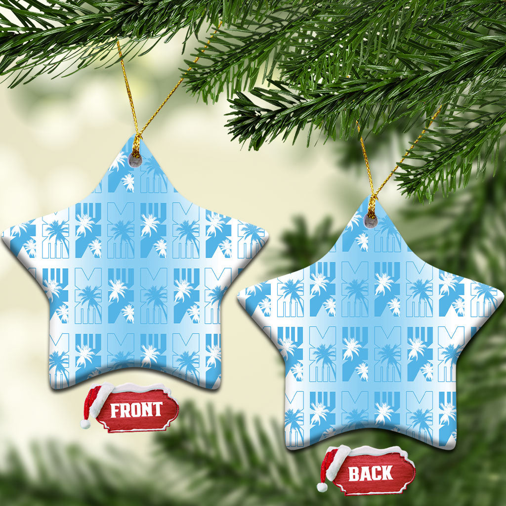 Bula Fiji Ceramic Ornament White Makare Masi Tapa Pattern