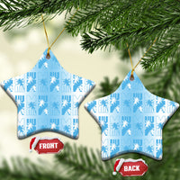 Bula Fiji Ceramic Ornament White Makare Masi Tapa Pattern