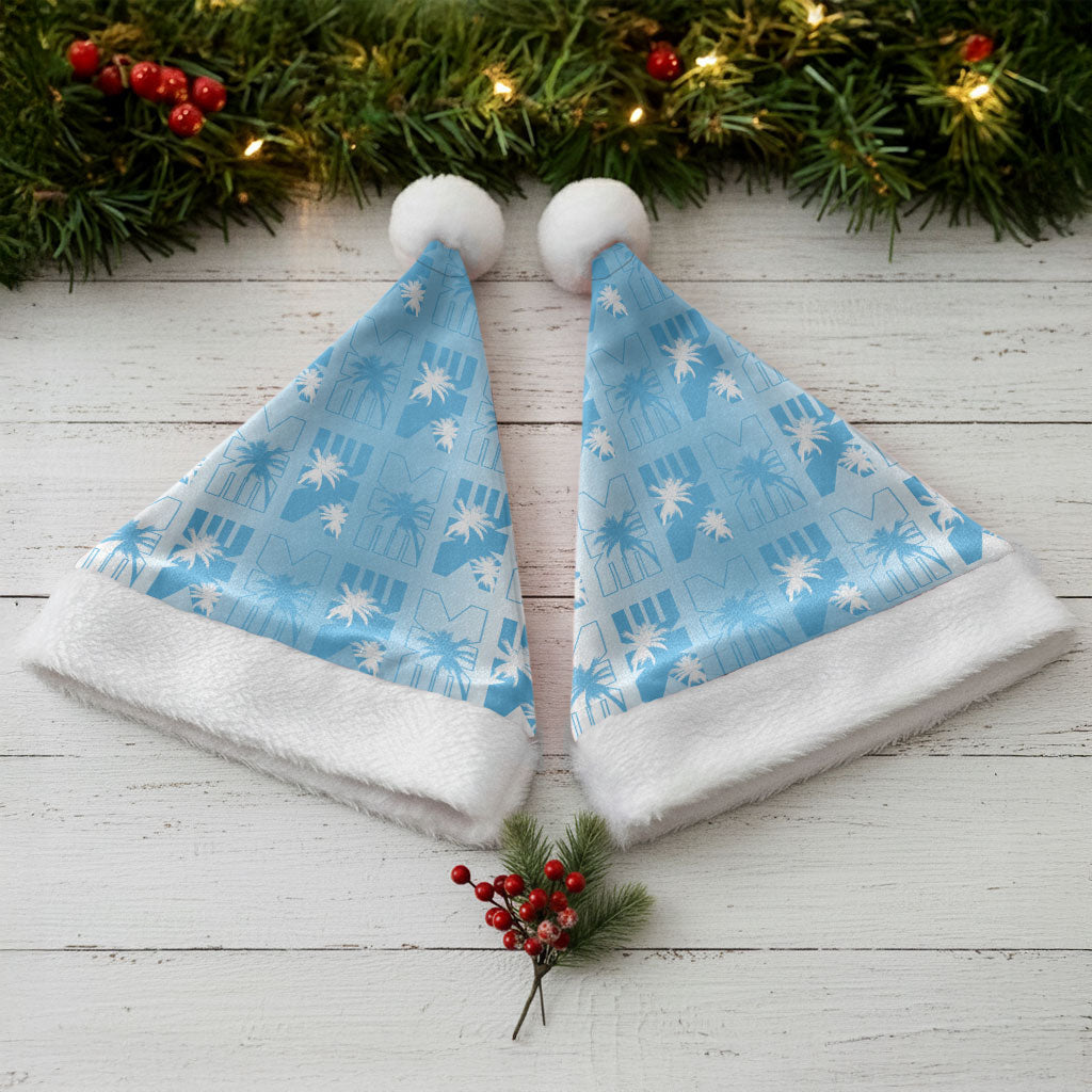 Bula Fiji Christmas Santa Hat White Makare Masi Tapa Pattern
