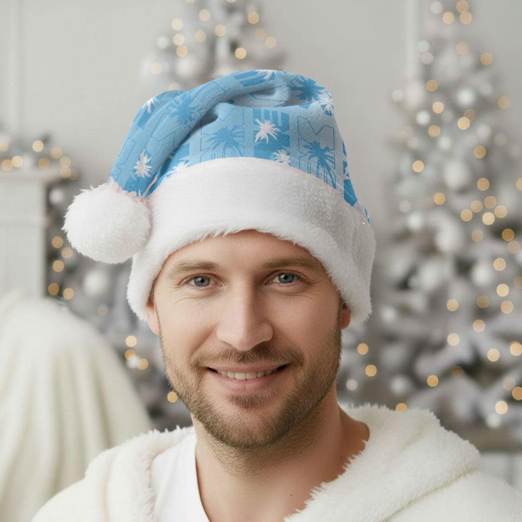 Bula Fiji Christmas Santa Hat White Makare Masi Tapa Pattern