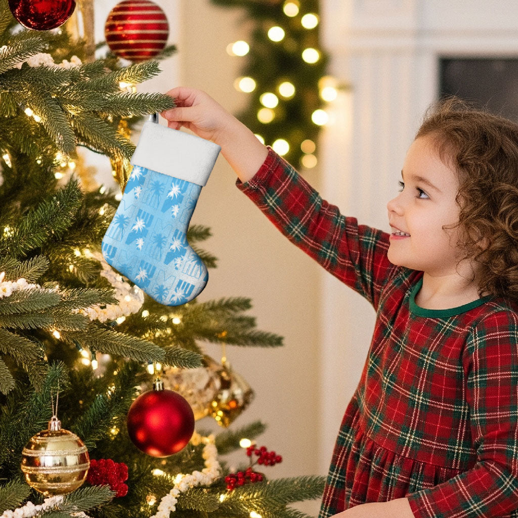 Bula Fiji Christmas Stocking White Makare Masi Tapa Pattern