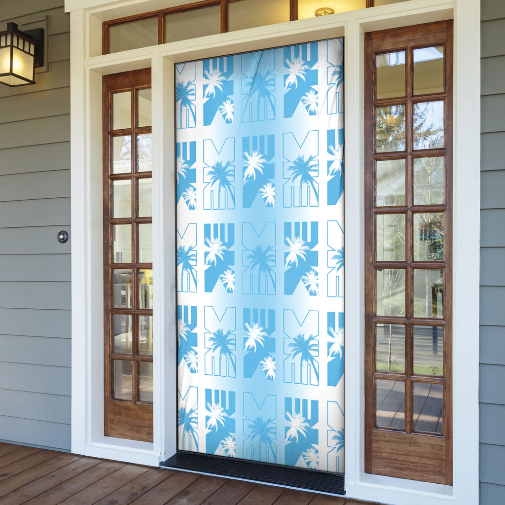Bula Fiji Door Cover White Makare Masi Tapa Pattern LT05 - Polynesian Pride