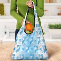 Bula Fiji Grocery Bag White Makare Masi Tapa Pattern LT05 - Polynesian Pride
