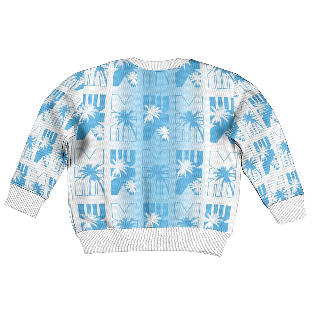 Bula Fiji Kid Ugly Christmas Sweater White Makare Masi Tapa Pattern