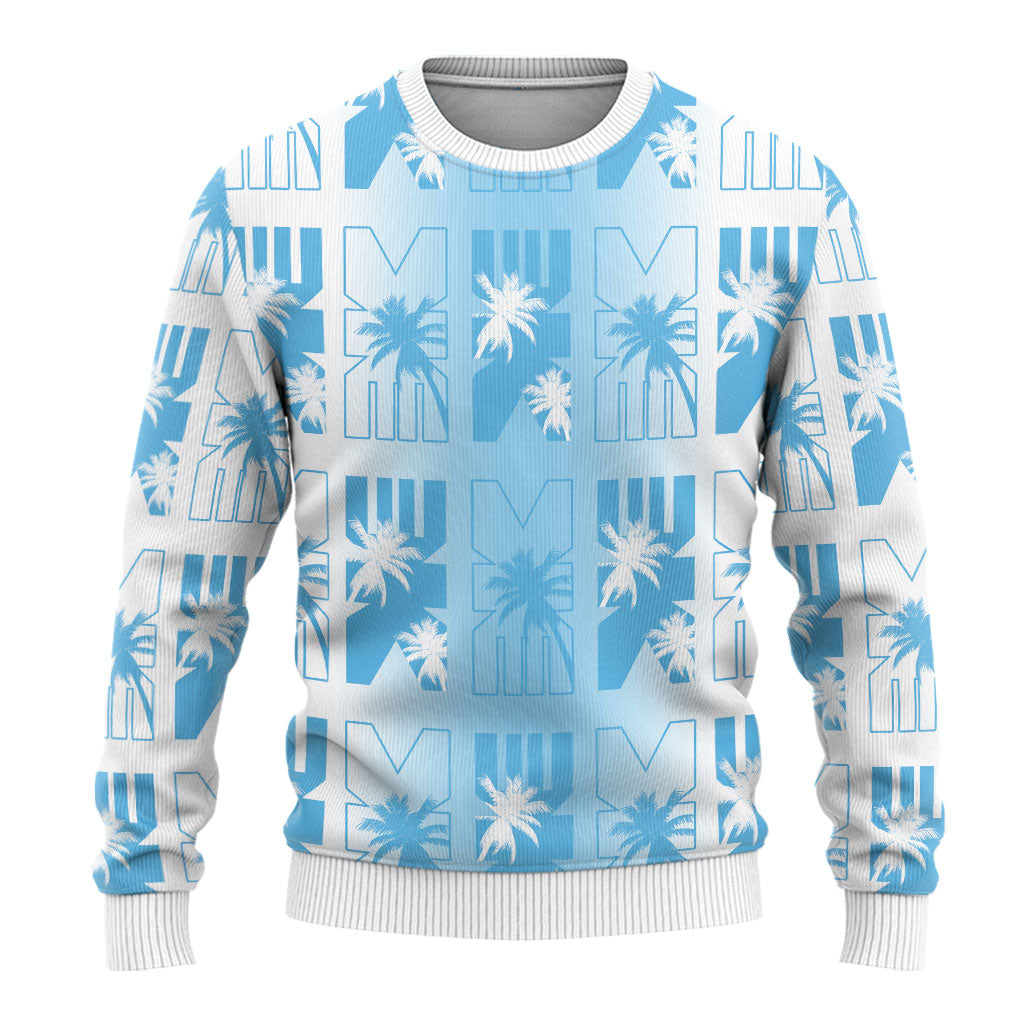 Bula Fiji Ugly Christmas Sweater White Makare Masi Tapa Pattern