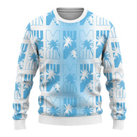 Bula Fiji Ugly Christmas Sweater White Makare Masi Tapa Pattern