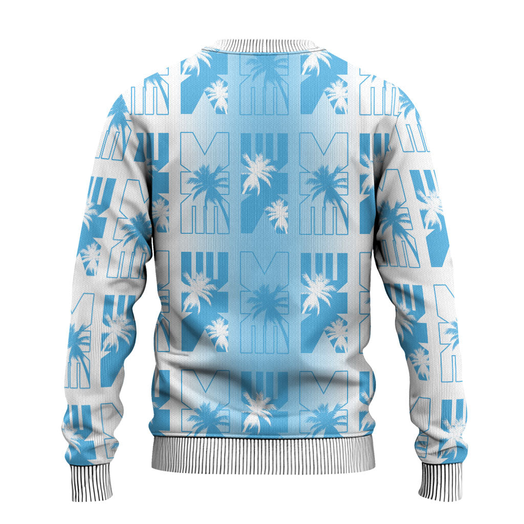 Bula Fiji Ugly Christmas Sweater White Makare Masi Tapa Pattern