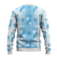 Bula Fiji Ugly Christmas Sweater White Makare Masi Tapa Pattern