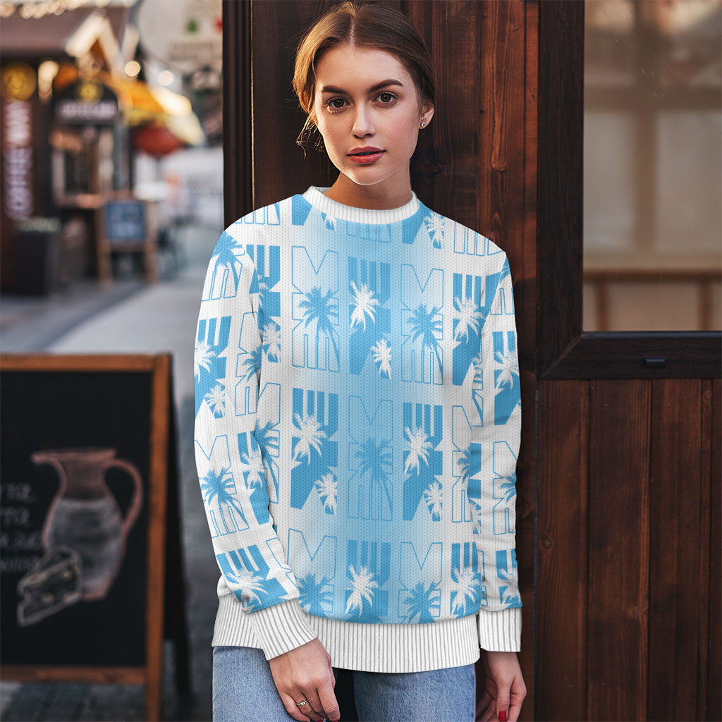 Bula Fiji Ugly Christmas Sweater White Makare Masi Tapa Pattern