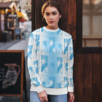Bula Fiji Ugly Christmas Sweater White Makare Masi Tapa Pattern