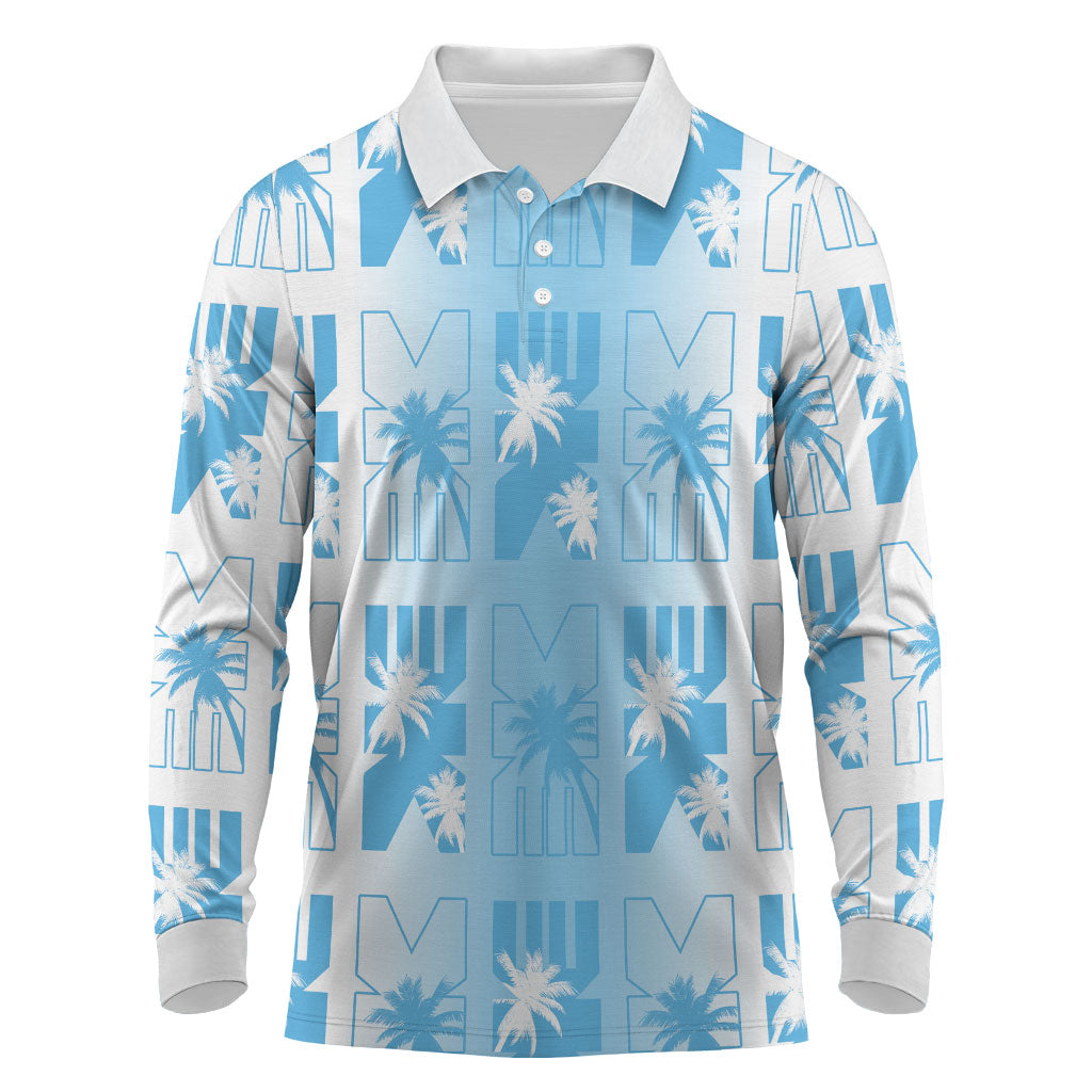Bula Fiji Long Sleeve Polo Shirt White Makare Masi Tapa Pattern LT05 White - Polynesian Pride