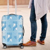 Bula Fiji Luggage Cover White Makare Masi Tapa Pattern LT05 White - Polynesian Pride