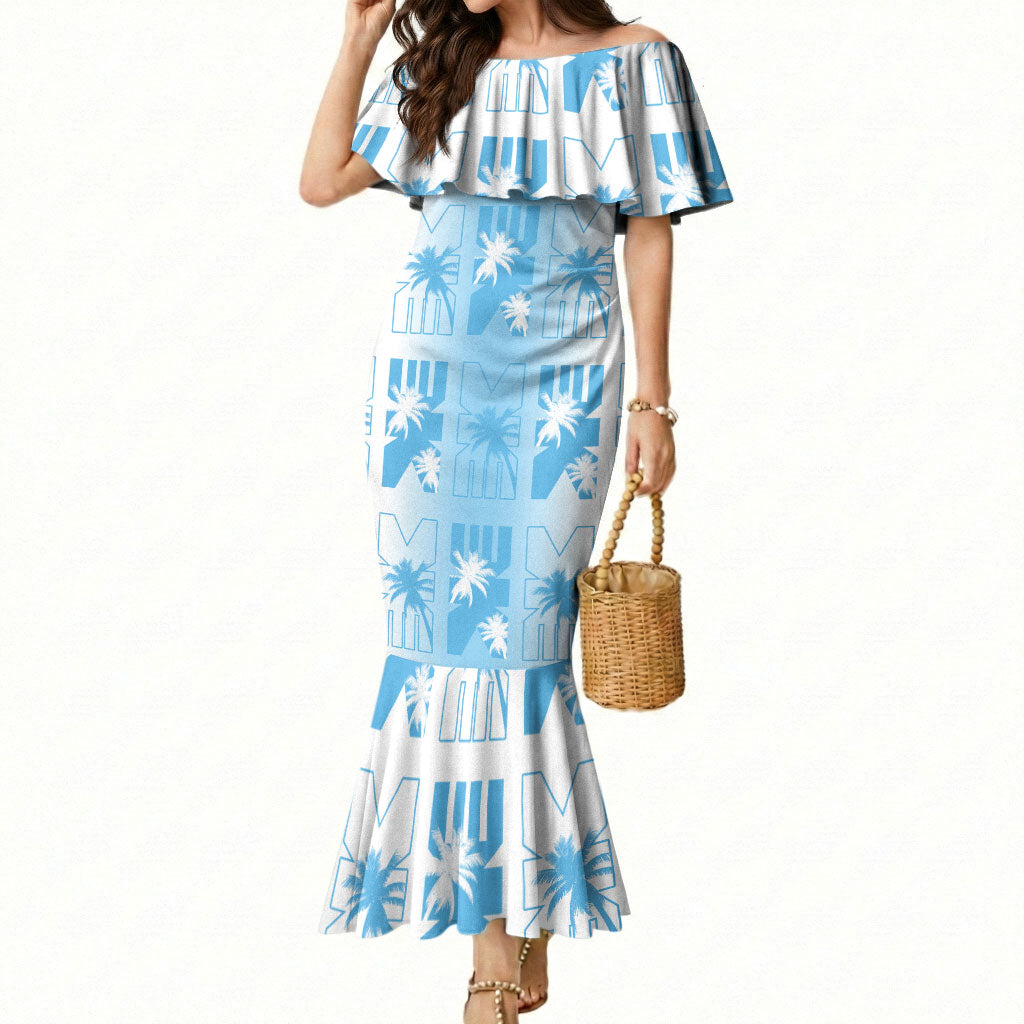 Bula Fiji Mermaid Dress White Makare Masi Tapa Pattern LT05 Women White - Polynesian Pride