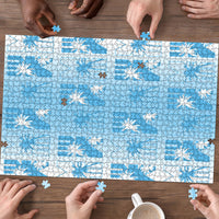 Bula Fiji Puzzle White Makare Masi Tapa Pattern LT05 - Polynesian Pride