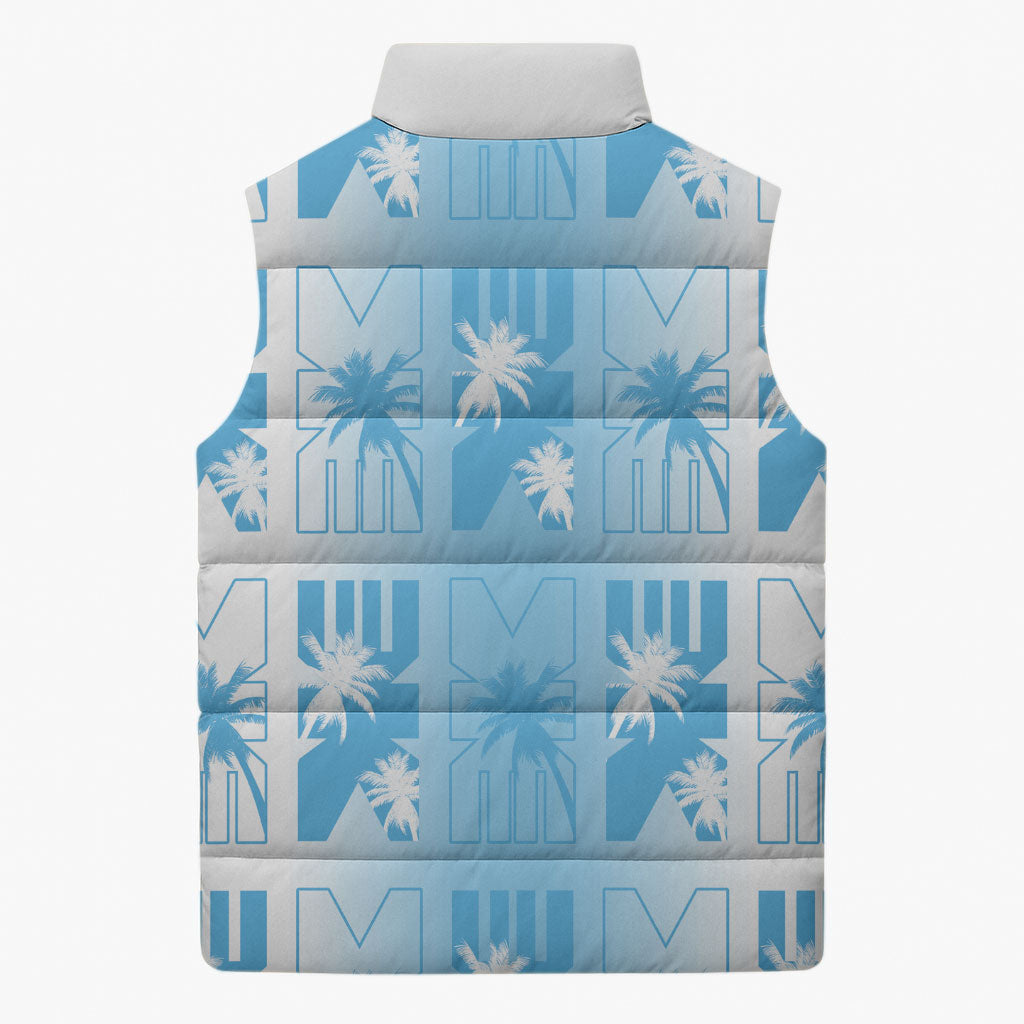 Bula Fiji Sleeveless Puffer Jacket White Makare Masi Tapa Pattern LT05 - Polynesian Pride