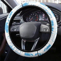 Bula Fiji Steering Wheel Cover White Makare Masi Tapa Pattern LT05 - Polynesian Pride