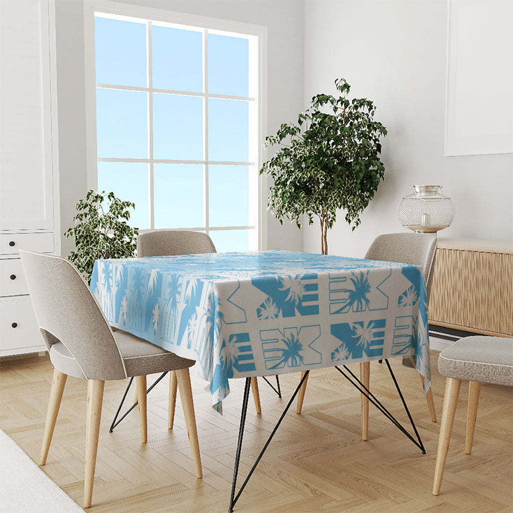 Bula Fiji Tablecloth White Makare Masi Tapa Pattern LT05 - Polynesian Pride
