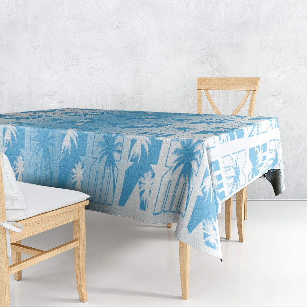 Bula Fiji Tablecloth White Makare Masi Tapa Pattern LT05 - Polynesian Pride