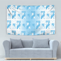 Bula Fiji Tapestry White Makare Masi Tapa Pattern LT05 - Polynesian Pride