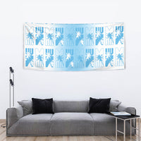 Bula Fiji Tapestry White Makare Masi Tapa Pattern LT05 - Polynesian Pride