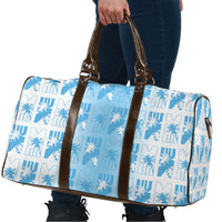 Bula Fiji Travel Bag White Makare Masi Tapa Pattern LT05 - Polynesian Pride