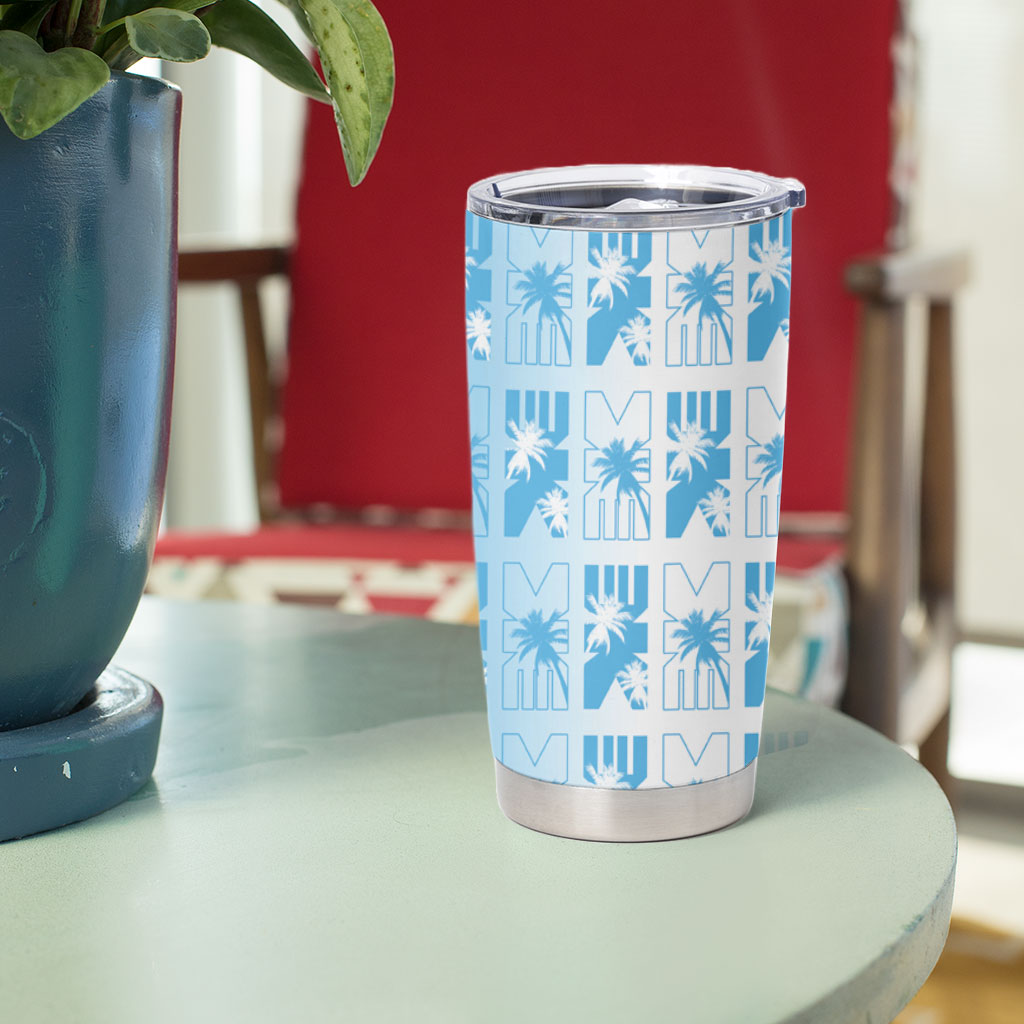 Bula Fiji Tumbler Cup White Makare Masi Tapa Pattern LT05 - Polynesian Pride