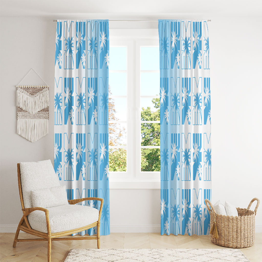 Bula Fiji Window Curtain White Makare Masi Tapa Pattern LT05 - Polynesian Pride