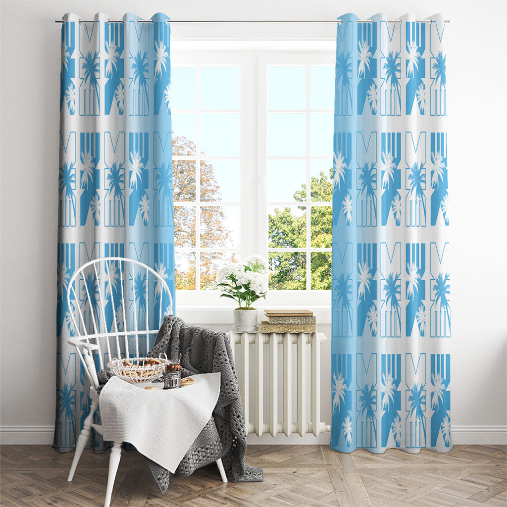 Bula Fiji Window Curtain White Makare Masi Tapa Pattern LT05 - Polynesian Pride