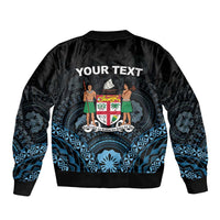 Personalised Happy Fiji Day 1970 Bomber Jacket Flag Grunge Style
