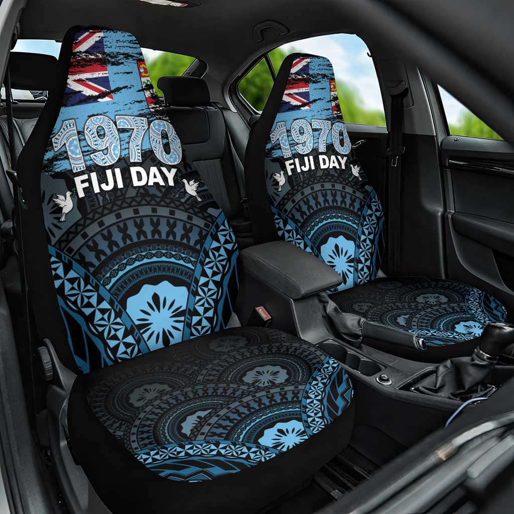 Happy Fiji Day 1970 Car Seat Cover Flag Grunge Style