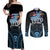 Personalised Happy Fiji Day 1970 Couples Matching Off Shoulder Maxi Dress and Long Sleeve Button Shirt Flag Grunge Style