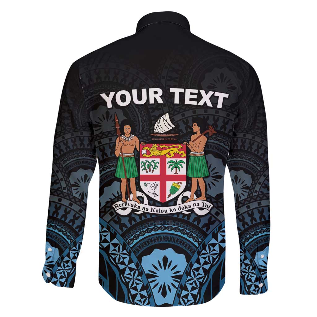 Personalised Happy Fiji Day 1970 Family Matching Long Sleeve Bodycon Dress and Hawaiian Shirt Flag Grunge Style