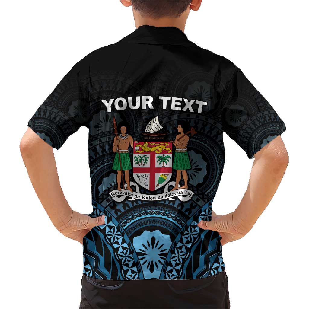Personalised Happy Fiji Day 1970 Family Matching Short Sleeve Bodycon Dress and Hawaiian Shirt Flag Grunge Style LT05 - Polynesian Pride