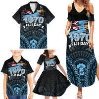 Personalised Happy Fiji Day 1970 Family Matching Summer Maxi Dress and Hawaiian Shirt Flag Grunge Style LT05 - Polynesian Pride